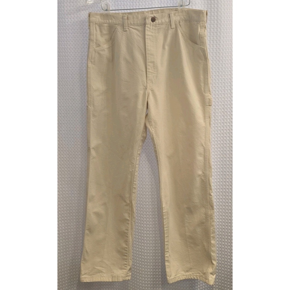 Big Ben by Wrangler Pants Mens 36/30 White Carpenter Painter Hammer Loop Jeans - Picture 2 of 9